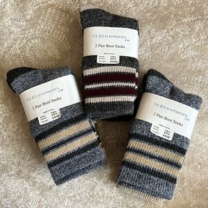 Brand New Statements 6 Pairs of Boys Striped Cotton Boot Socks Neutral Fall
